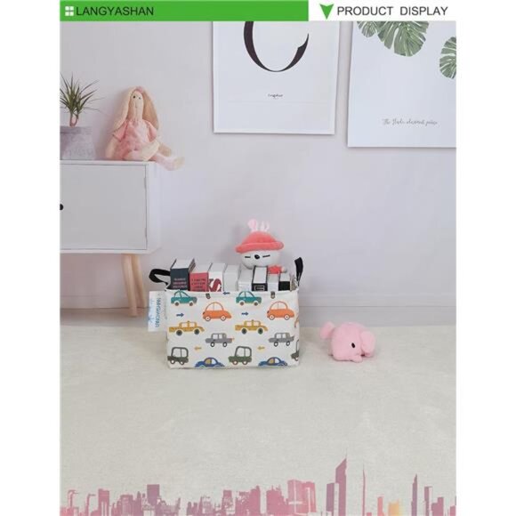 Rectangular Storage Bin Collapse Canvas Fabric Cartoon Storage Basket - Picture 2 of 8